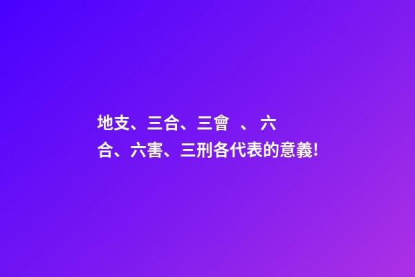 地支、三合、三會、 六合、六害、三刑各代表的意義!